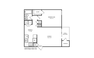 8500 Harwood Floor Plan 1 Bedroom, 1 Bathroom 1 Bed 1 Bath 700 sqft
