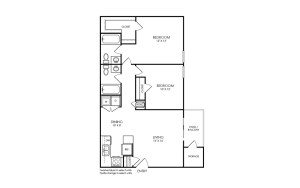 8500 Harwood Floor Plan 2 Bedroom, 2 Bathroom 2 Bed 2 Bath 952 sqft