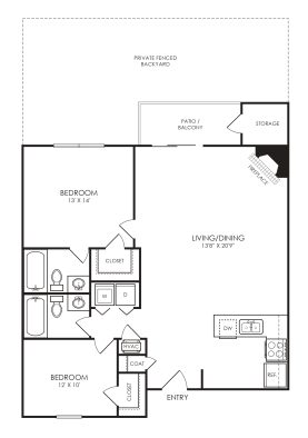 the floor plan for a two bedroom apartment at The 8500 Harwood
